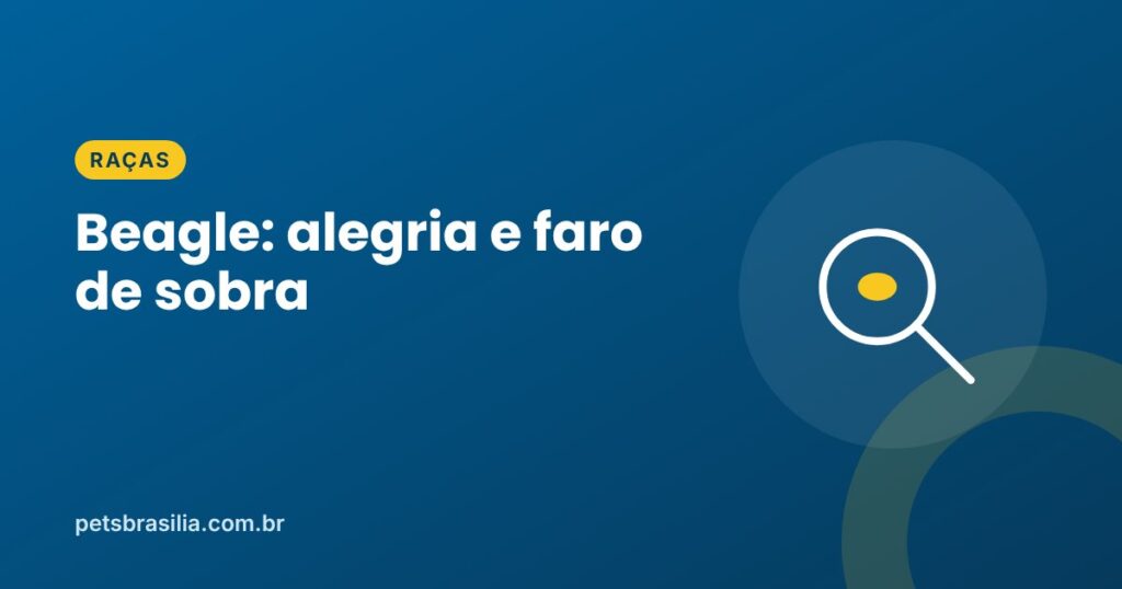 Arte azul com ilustração de lupa e o título Beagle
