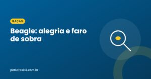 Arte azul com ilustração de lupa e o título Beagle