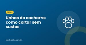Arte azul com ilustração de pata e o título sobre como cortar as unhas do cachorro