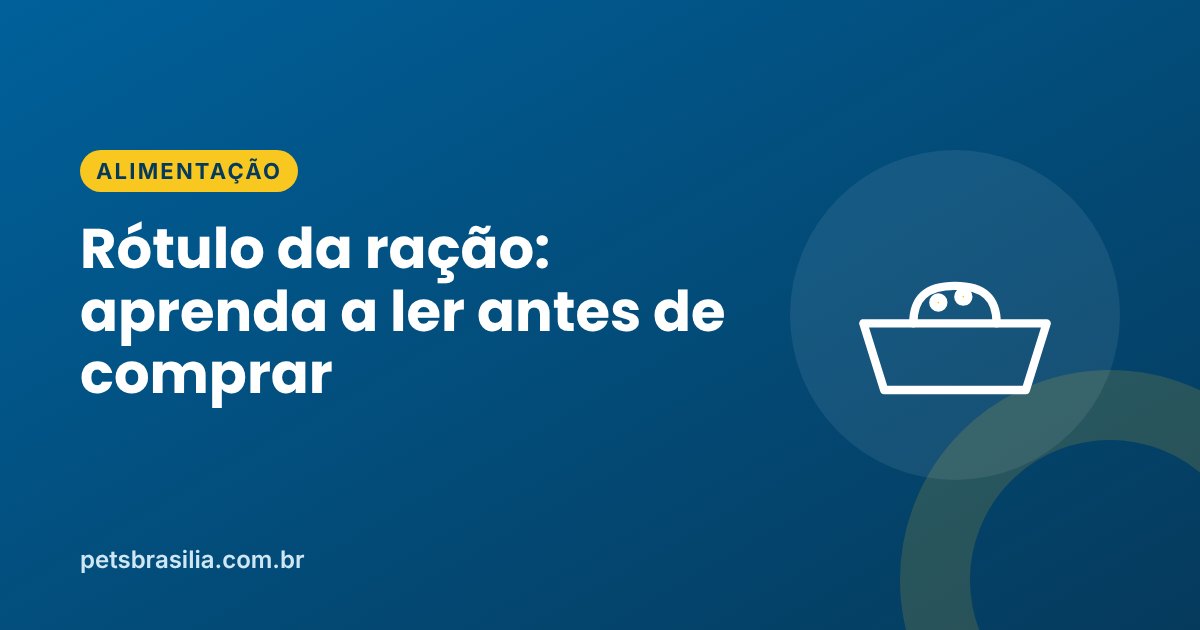 Arte azul com ilustração de pote de ração e o título sobre rótulo da ração